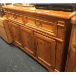PINE DOUBLE DRAWER SIDEBOARD WITH 3 DOORS