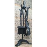 NEW WROUGHT IRON COMPANION SET ON STAND