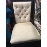 ANTIQUE MAHOGANY BUTTON BACK CHAIR