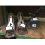 2 STANLEY WOOD PLANES & VINTAGE BLOW TORCH