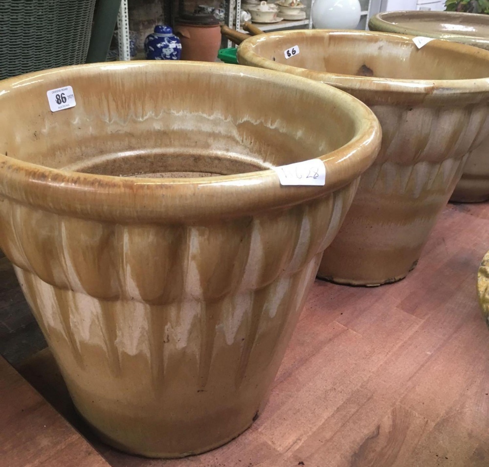 PAIR OF GLAZED POTTERY PLANTERS - 12'' HIGH - Image 2 of 2