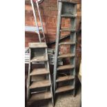 2 VINTAGE WOODEN SETS OF STEPS (SOLD FOR DISPLAY PURPOSES ONLY)