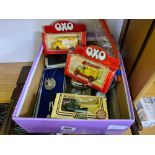 SMALL CARTON OF MODEL VANS, BADGES ETC