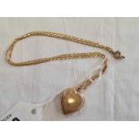 9ct GOLD HARP LOCKET ON ANCHOR LINK CHAIN (CLASP REPLACED) WEIGHT 7.6gms