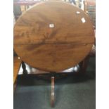 ANTIQUE MAHOGANY TILT TOP CIRCULAR BREAKFAST TABLE - 30'' DIA