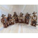 COLLECTION OF 6 CARVED POTTERY AUSTRALIAN FIGURINES (1 INSCRIBED SYDNEY 2000)