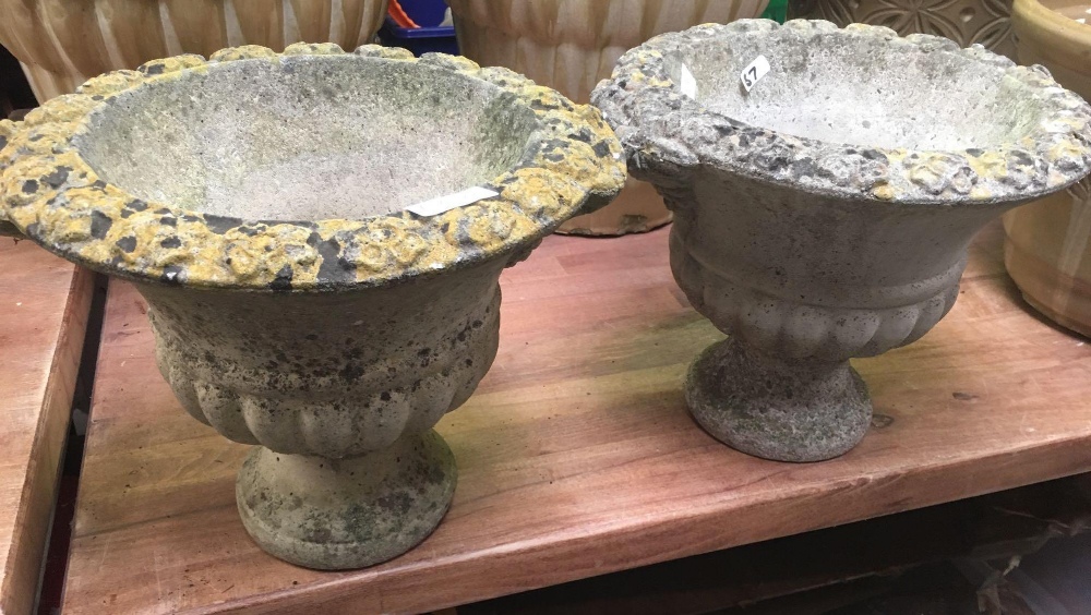 2 SMALL CONCRETE PLANTERS - 10'' HIGH