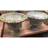 2 SMALL CONCRETE PLANTERS - 10'' HIGH