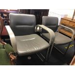 PAIR OF GREY METAL OFFICE CHAIRS