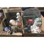 2 CARTONS OF VARIOUS POTTERY, CHINA ETC