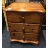 PINE NARROW CHEST OF 3 DRAWERS