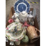 CARTON OF VINTAGE CHINA INCL; ROYAL DOULTON CAKE PLATE