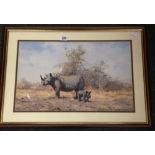 DAVID SHEPHERD RHINO'S & BABY PRINT