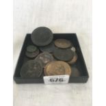 QTY OF BRONZE & COPPER COINAGE INCL; A CARTWHEEL PENNY & A BRONZE TOKEN FOR THE TEIGNMOUTH SOUP