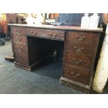 OAK LEATHER TOP KNEEHOLE DESK