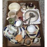 CARTON OF VINTAGE CHINA INCL; SALAD BOWL & SERVERS ETC