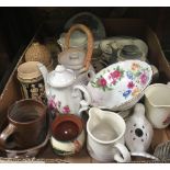 2 CARTONS OF MAINLY VINTAGE OTTERY & CHINA & APPROX 20 VARIOUS MUGS ETC
