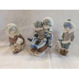 3 LLADRO FIGURES OF ESKIMO'S