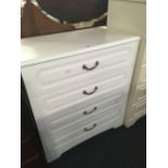 ALSTONS WHITE CHEST OF 4 DRAWERS WITH BRASS EFFECT HANDLES