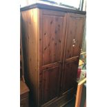 PINE DOUBLE DOOR WARDROBE WITH DRAWER A/F