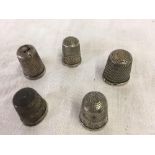 5 SILVER THIMBLES A/F