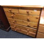 MODERN PINE CHEST OF 4 LONG & 2 SHORT DRAWERS 32!'' WIDE X 15'' DEEP