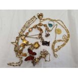 QTY OF GOLD COLOURED COSTUME JEWELLERY