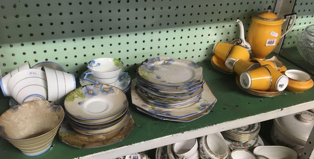 SHELF OF 2 PART SETS OF TEA WARE, A PARAGON SET, PART SET & DUCHESS PART SET