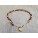 FANCY DOUBLE LINK 9ct GOLD BRACELET WITH PADLOCK FASTENER. 10.6gms