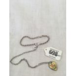 A SILVER HEART SHAPED LOCKET ON NECK CHAIN & SILVER BRACELET