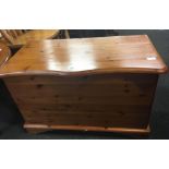 PINE BLANKET BOX WITH HINGED LID - 33'' WIDE X 18'' DEEP