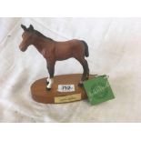 VINTAGE BESWICK STALLION ON WOODEN PLINTH