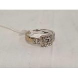 9ct DECO MULTI STONE DIAMOND RING. SIZE L. 2.8gm