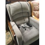 GREY UPHOLSTERED RISE & RECLINE ELECTRIC ARMCHAIR