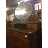 INLAID MAHOGANY EDWARDIAN DRESSING TABLE WITH MIRRORED BACK, 2 LONG & 2 SHORT DRAWERS