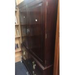 DARK MAHOGANY LINEN PRESS WARDROBE WITH 1 LONG & 2 SHORT DRAWERS - 4ft WIDE X 5ft 10 TALL