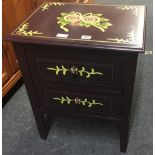 DARK WOOD EFFECT PAINTED BEDSIDE CHEST 2 DRAWERS