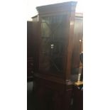 MAHOGANY GLAZED CORNER CUPBOARD A/F