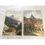 A FOLIO OF 6 WATERCOLOURS, INCLUDING VIEWS OF HAMPTON COURT PALACE, RYDAL WATER ETC