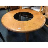 RETRO COFFEE TABLE WITH BLACK GLASS INSERT