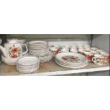 LARGE SHELF OF J & G MEEKIN RETRO POPPY TEA & DINNERWARE