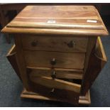 MEXICAN PINE MAGAZINE CABINET TABLE WITH DRAWERS