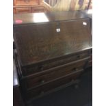 OAK BUREAU WITH 3 DRAWERS