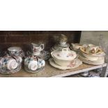 SHELF OF BOOTHS FLORA-DORA TEA WARE & VARIOUS OTHER CHINA