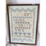 FRAMED WOOL WORK SAMPLER