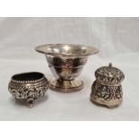 2 PIECES OF EMBOSSED ASIAN SILVER & SILVER PLATED BON-BON DISH