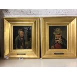 A PAIR OF OIL PAINTINGS GOLD FRAMED - ERSKINE NICHOL - SIGNED ARTIST
