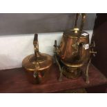 A COPPER KETTLE & A COPPER SPIRIT KETTLE