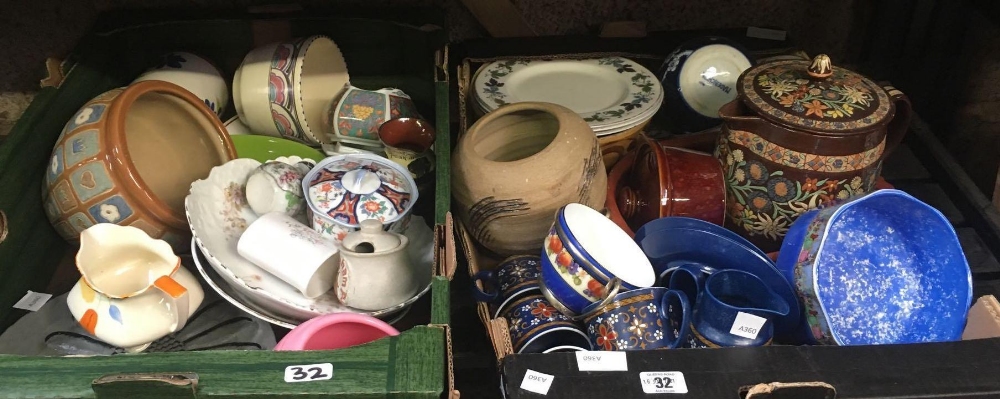 2 CARTONS OF MAINLY VINTAGE CHINA & POOLE POTTERY,GERMAN TEA SET,ROYAL DOULTON PLATES & BOWL ETC