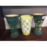 PAIR OF BELGIAN VASES & YELLOW & WHITE VASE